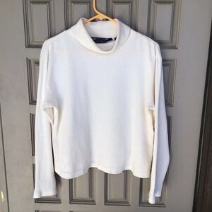 Vintage Shaver Lake Top SzS Boxy Waffle Knit Vanilla Long Sleeves Turtle NWOT